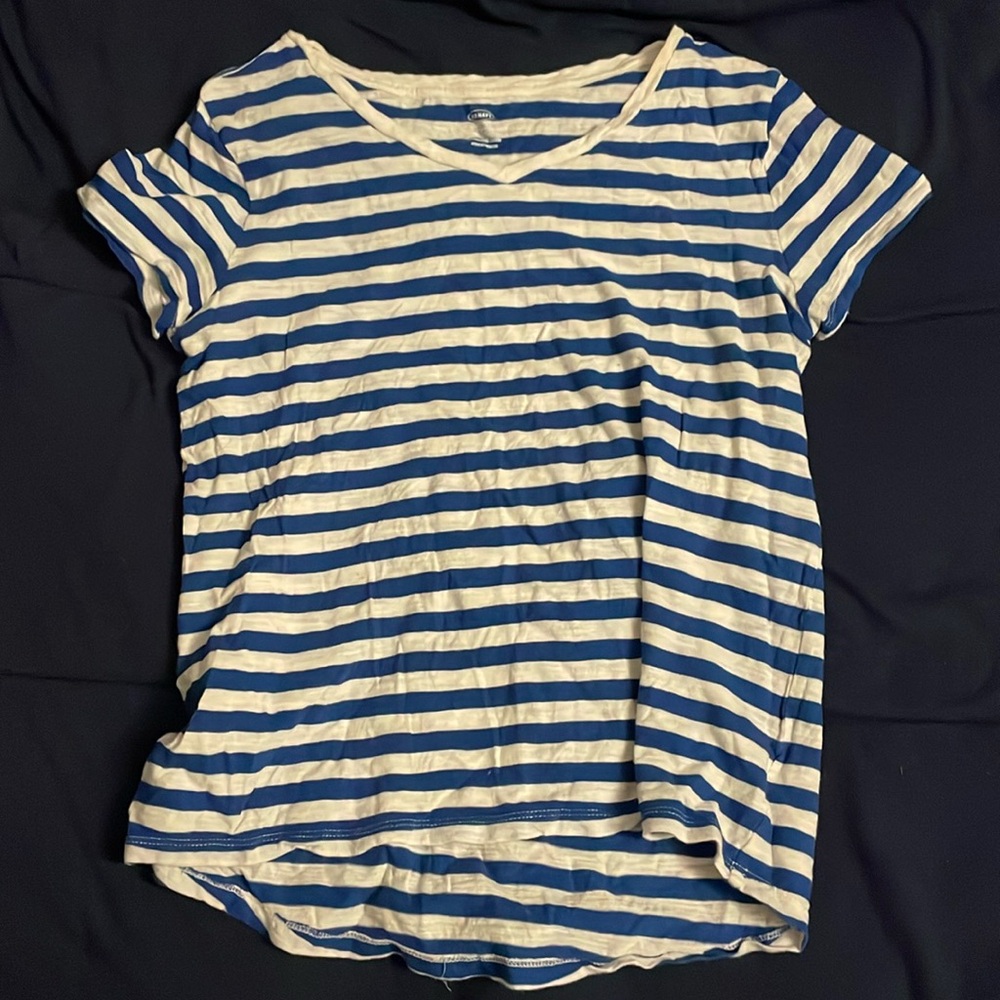 Old Navy Striped Bleu and White Tshirt Size XL